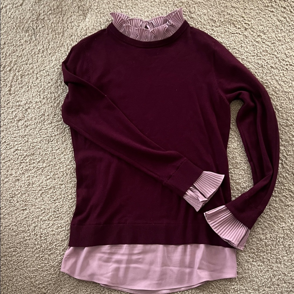 Elegant Burgundy Women's Top with Ruffle Details